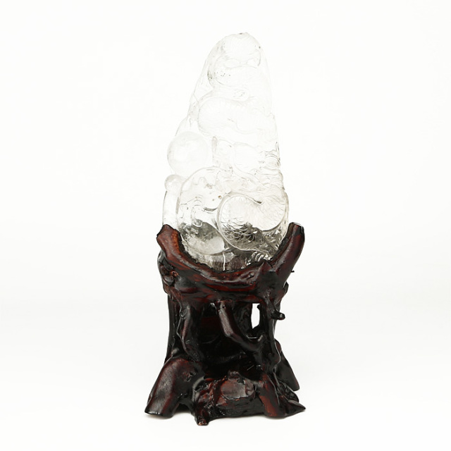 クリスタル ドラゴン彫刻龍彫刻入り水晶ポイント龍彫り 木製台付き クリスタル ドラゴン彫刻龍彫刻入り水晶ポイント龍彫り 木製台