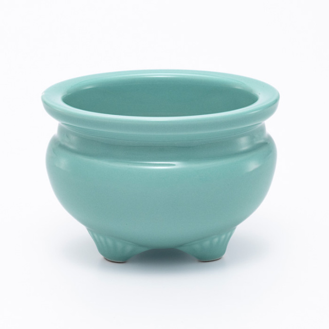 香炉 3寸5分 青地