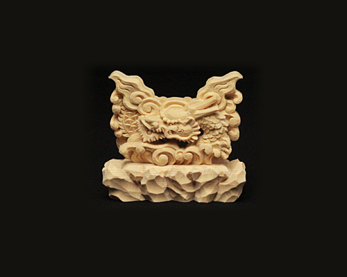龍上彫神鏡台（木曽桧製） 1寸5分用