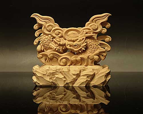 神鏡　龍上彫鏡台（木曽桧製）　2寸5分用