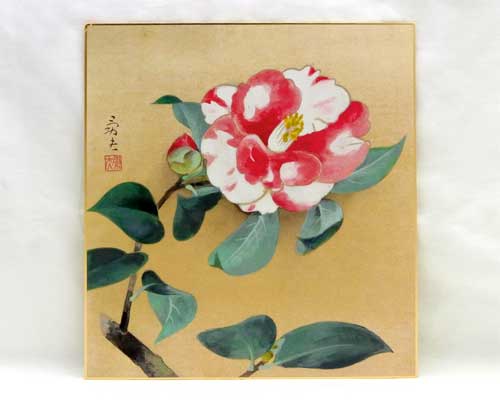 和風飾り絵 色紙 椿 No.2