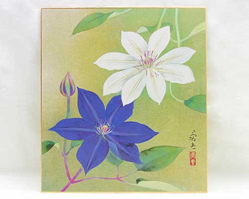和風飾り絵 色紙 鉄線 No.7