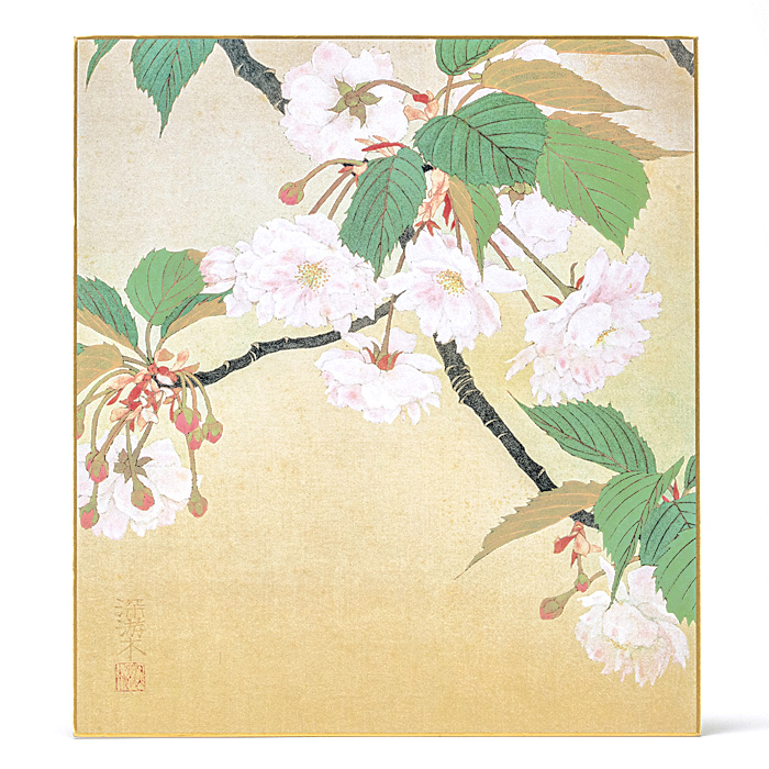 和風飾り絵 色紙 朱雀の桜 No.15