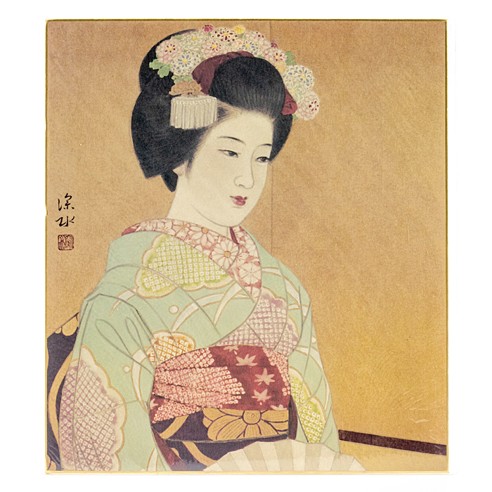 和風飾り絵 色紙 舞妓 No.17
