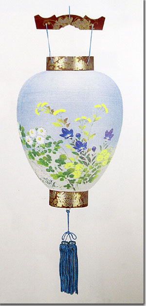 盆提灯 別上菊縮緬蒔絵