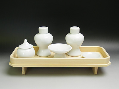 【神具セット】長膳 木曽桧 9寸・土器セット 5寸