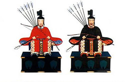 随神 木彫極彩色左大臣右大臣 2尺5寸