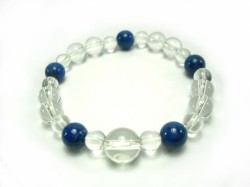 ラピスラズリ＆水晶　男性向け厄除けブレスレット　Mサイズ