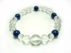 ラピスラズリ＆水晶　男性向け厄除けブレスレット　Lサイズ