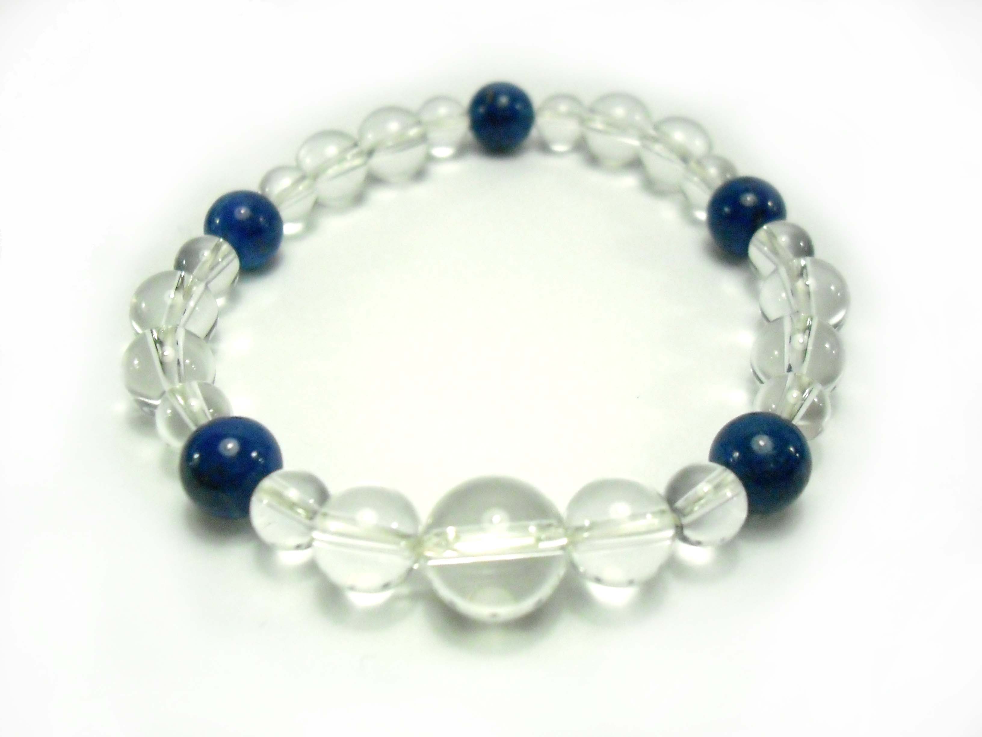 ラピスラズリ＆水晶　男性向け厄除けブレスレット　Lサイズ