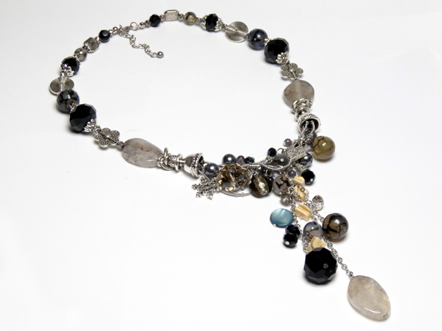 アゲート　ジャラジャラ　ネックレス　内49cm～54cm/外70cm～75cm（アジャスター付）