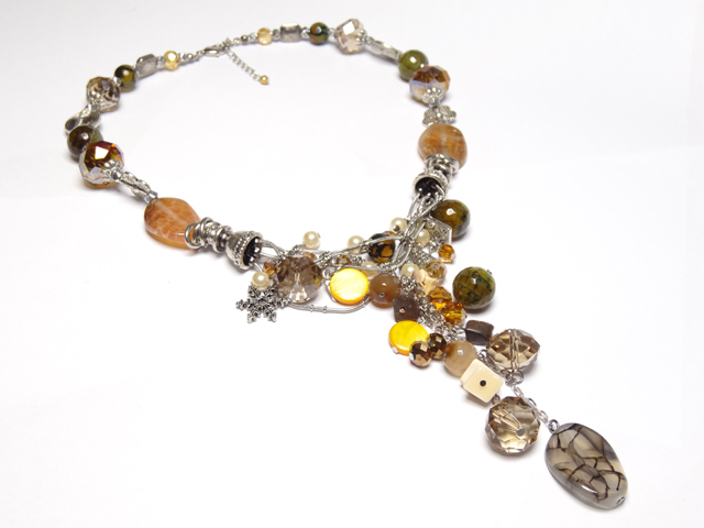 レッドアゲート　ジャラジャラ　ネックレス　内49cm～54cm/外70cm～75cm（アジャスター付）