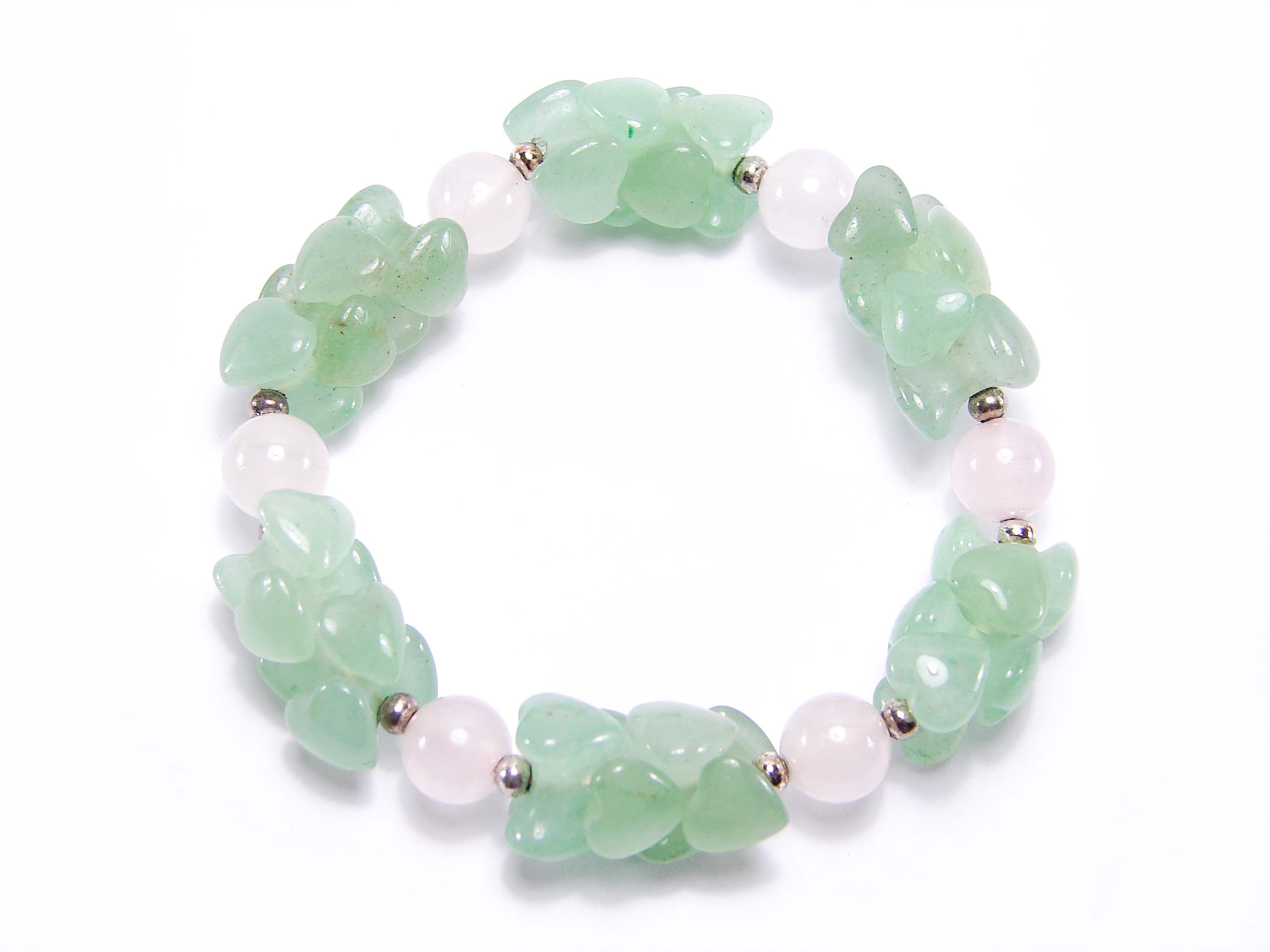 ライトカラーアベンチュリン＆ローズクオーツ　ラブリーハートブレスレット