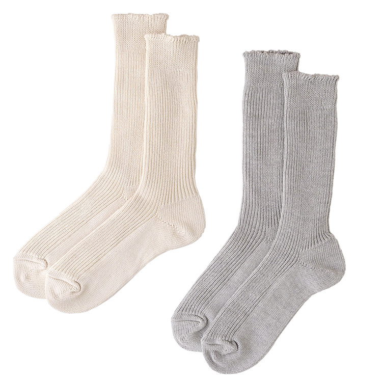 ローゲージ1×1リブ編みソックス　 M22-25cm　　メイド・イン・アース