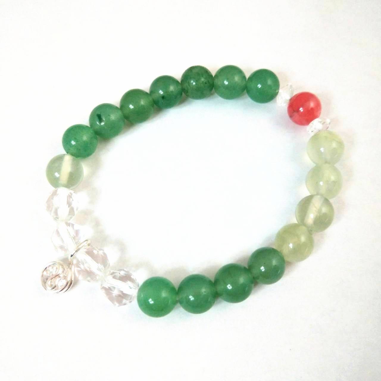 天然石ブレスレットチャーム付　緑10 (8mm珠)　女性用