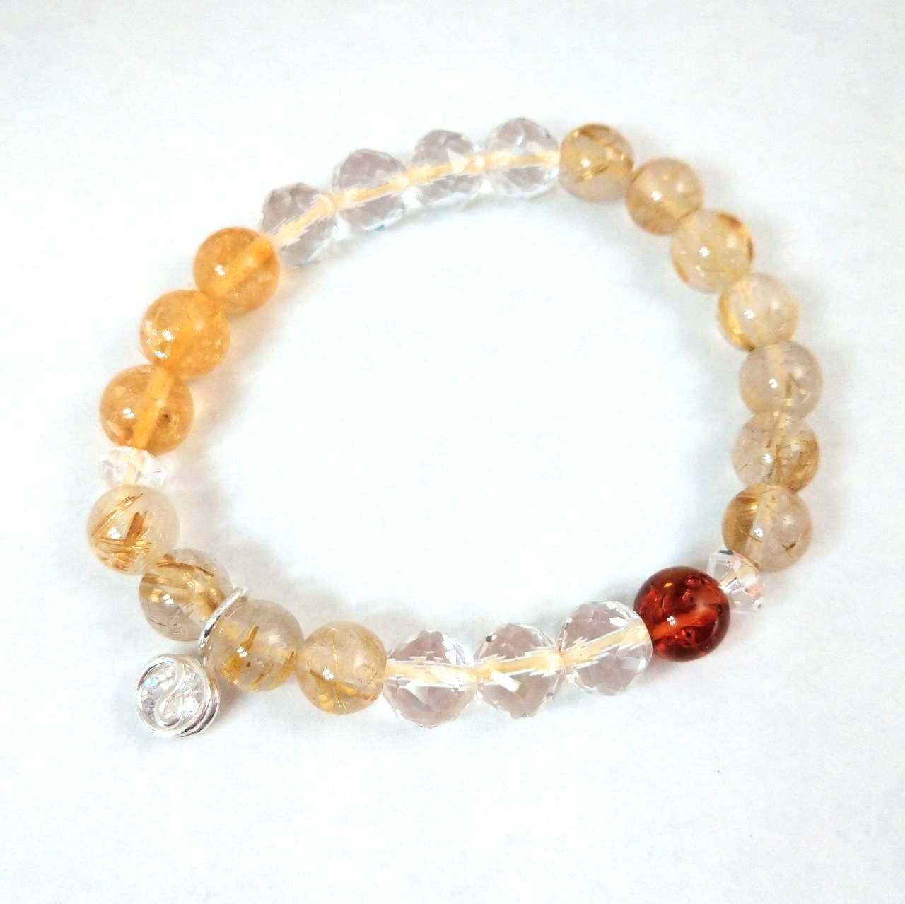 天然石ブレスレットチャーム付　黄12　女性用