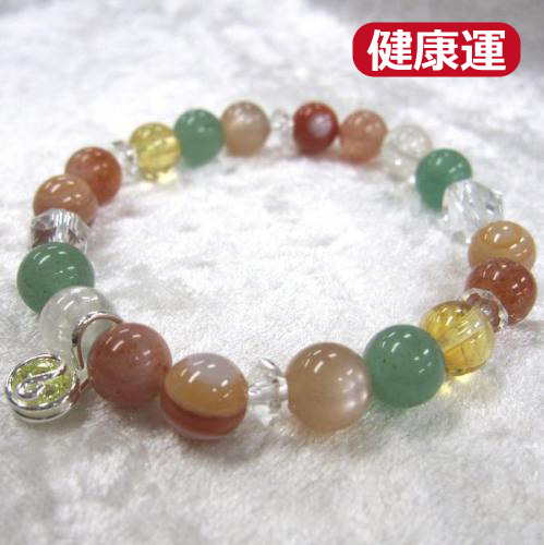 天然石ブレスレットチャーム付　グリーン07 (8mm珠)　女性用