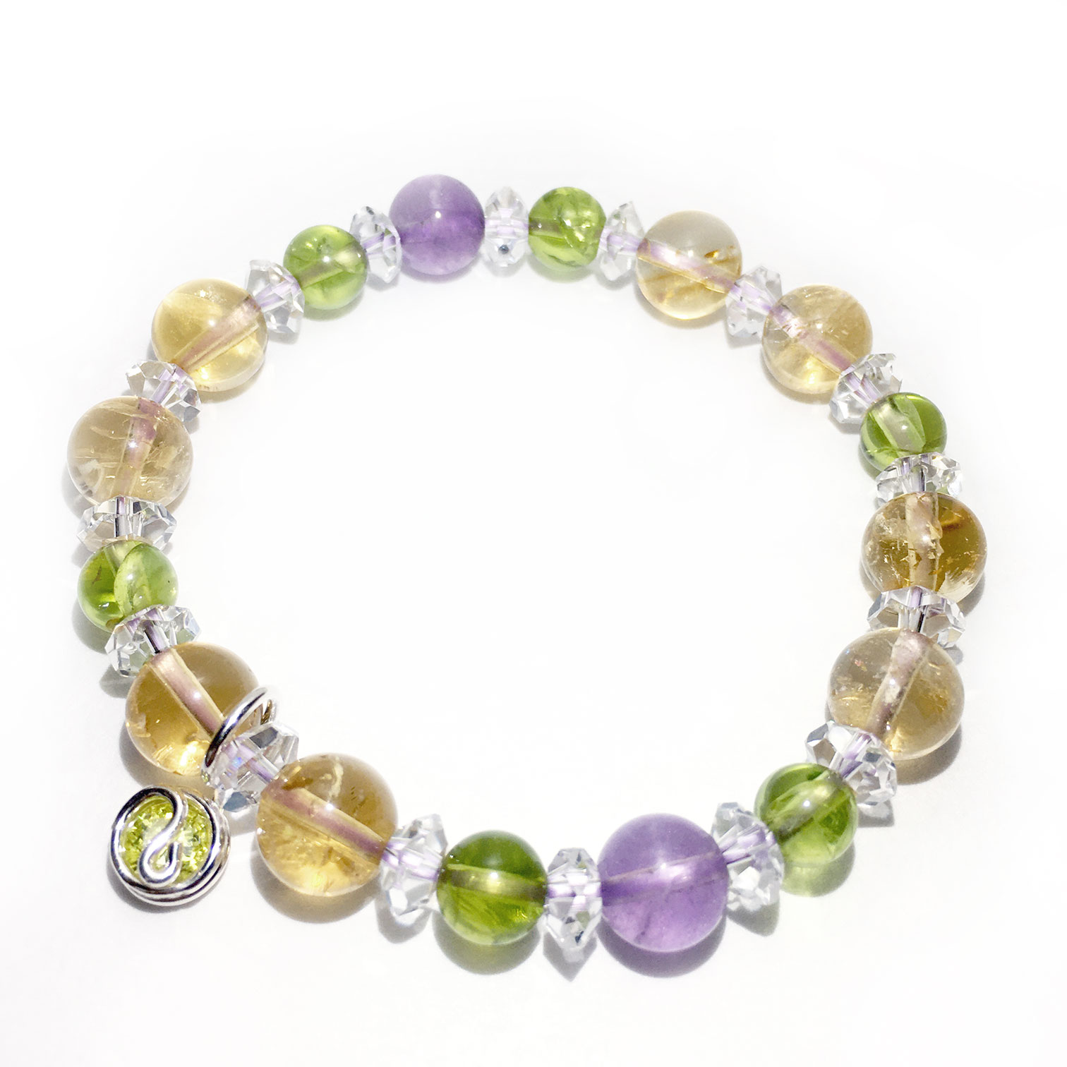 天然石ブレスレットチャーム付 グリーン08 女性用