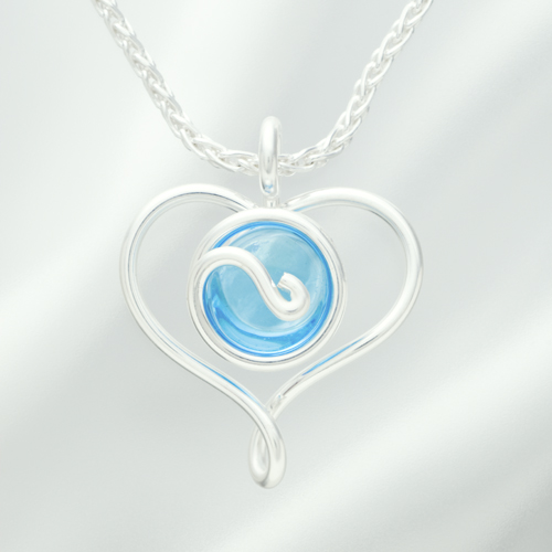 オープンハート 水色