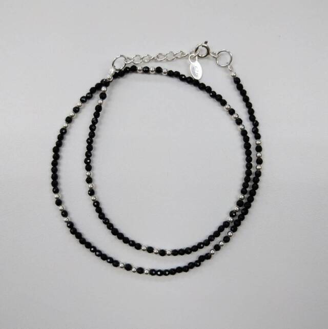 シルバー ブラックオニキス 2連ブレスレット　BL0869BKS