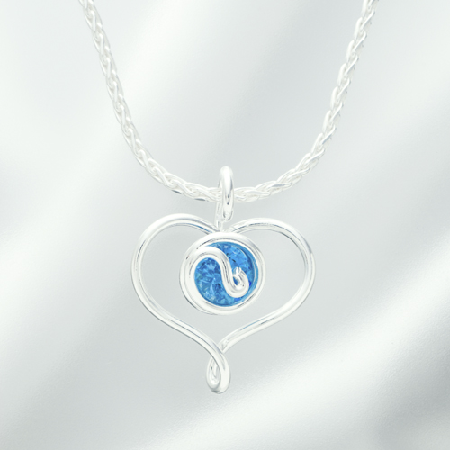 オープンハートネックレス ジルコニア 水色