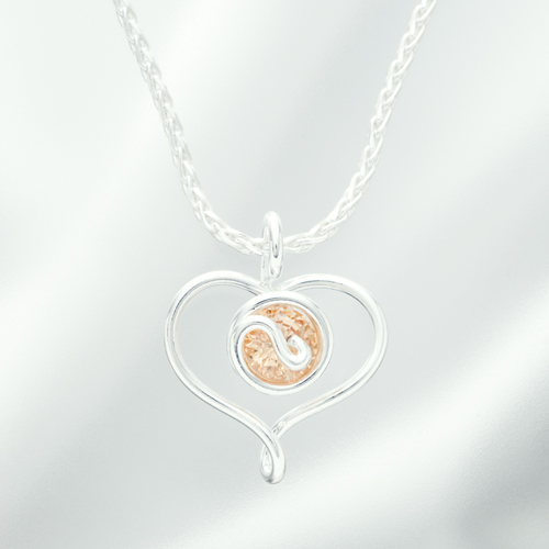 オープンハートネックレス ジルコニア 橙