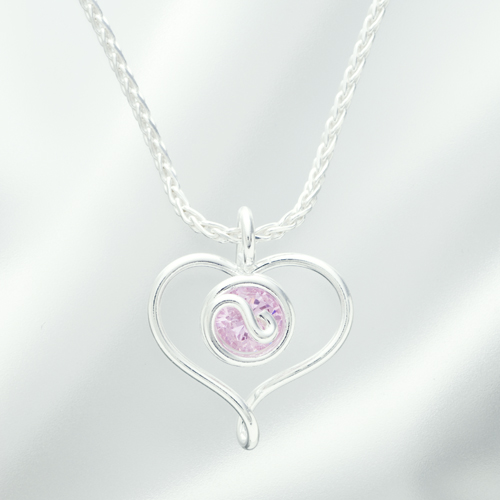 オープンハートネックレス ジルコニア ピンク