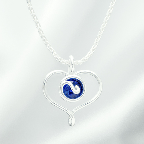 オープンハートネックレス ジルコニア 青