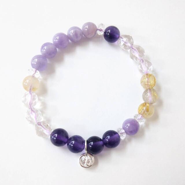 ブレスレット　チャーム　天然石 天然石ブレスレットチャーム付 黄15 女性用