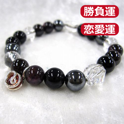 天然石ブレスレットチャーム付　赤10 (8mm珠)　女性用