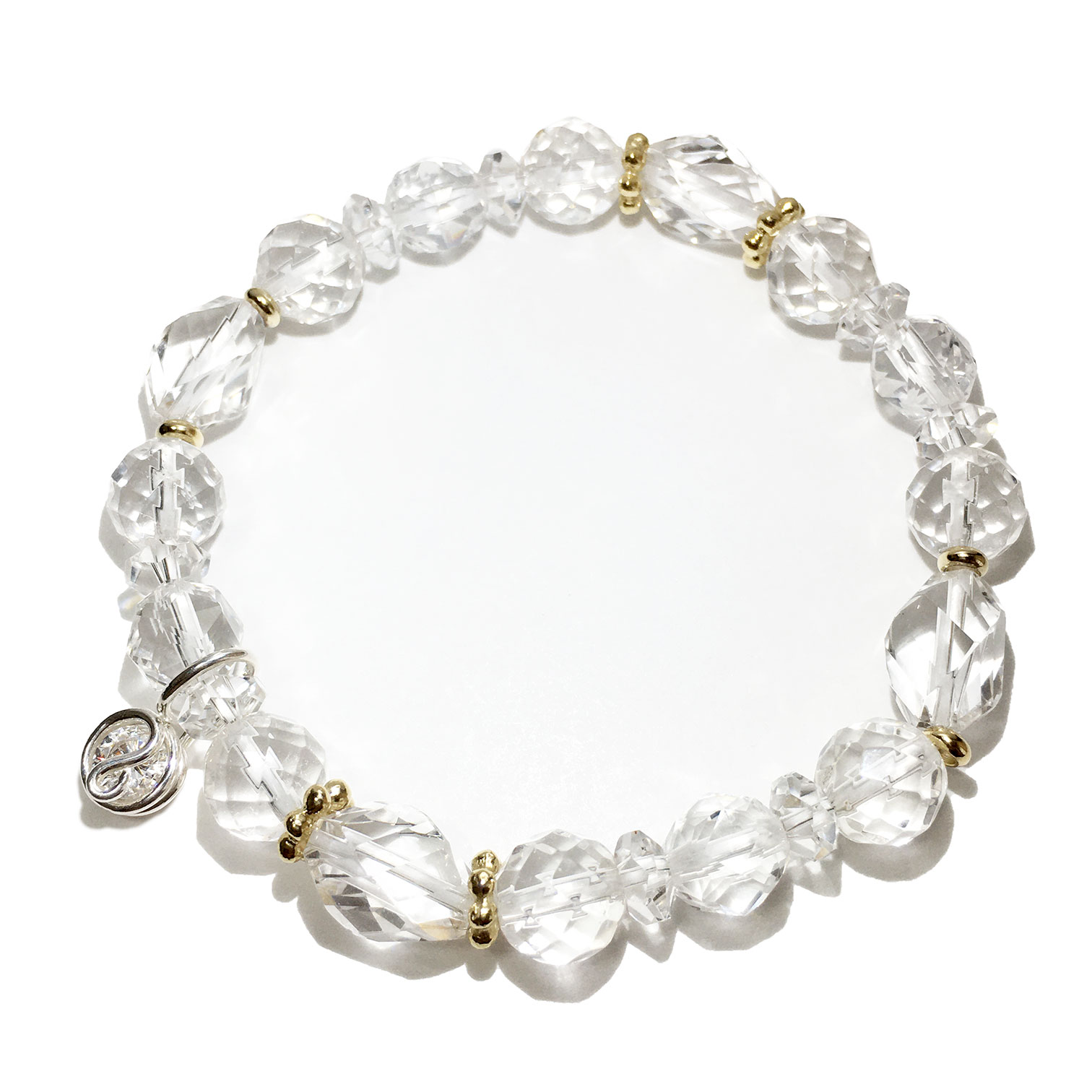 天然石ブレスレットチャーム付 ホワイト10 女性用