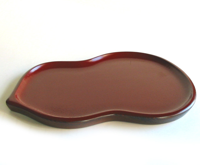 ひさご盆 欅 朱  木製 漆塗り トレー（製造中止）