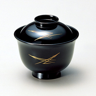 小吸椀 松葉 黒  5客セット  漆塗り・木製　(製造中止)