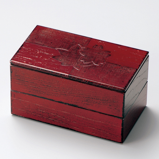 長角弁当箱 色紙春秋布張 根来/曙 木製 12-11401/11402 漆器の井助