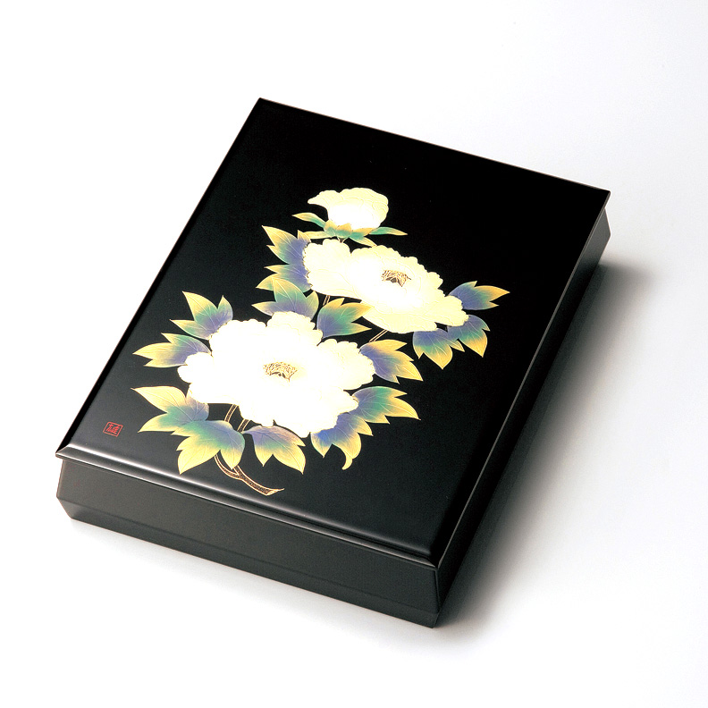 牡丹沈金 板蓋文庫    漆塗り・木製　(製造中止)