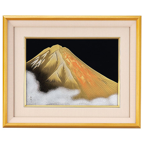 豪華な額装！絵画 木製金塗りウッド額 パリ パネル 金富士 木製 漆塗り アート インテリア 12-14301 漆器の井助