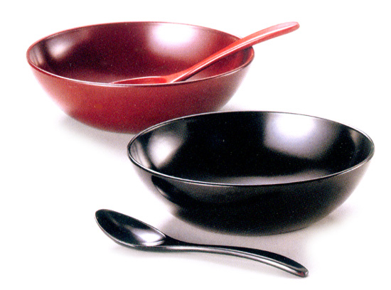 オーバル小鉢ペア 黒・古代朱  漆塗りデザートカップ（製造中止）