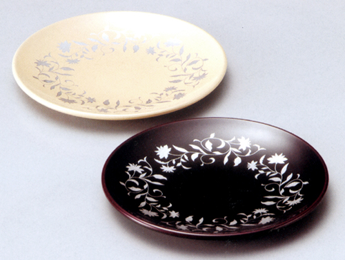 ペア皿 アールデコ 溜・クリーム  漆塗り（製造中止）