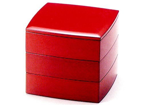 5.5胴張三段重箱 根来  木製 漆塗りお重箱（製造中止）