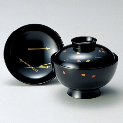 漆器蓋付き汁椀  (黒20客) 漆器蓋付き汁椀 (黒20客)