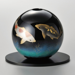 漆器、蒔絵の花台、大きい 紀州塗り 花台 クリ台 黒檀調 16号 48cm 生け花 盆栽 おもてなし