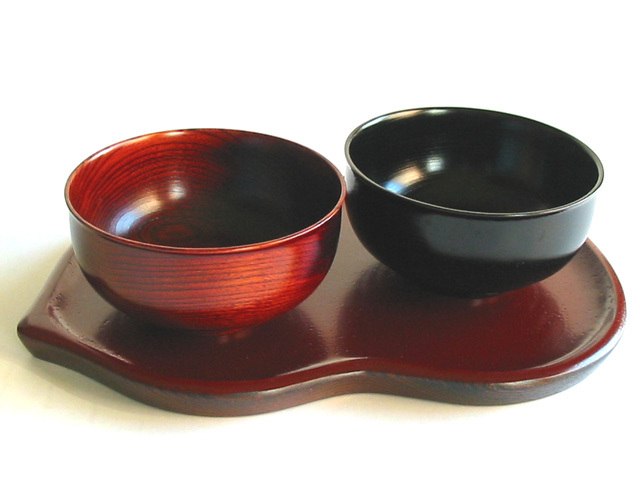 ひさご盆 欅 朱 木製 漆塗り トレー（製造中止） 漆器の井助