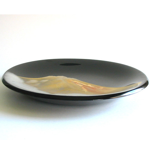 飾り皿 黒 金富士 木製 漆塗り 絵皿 インテリア 漆器の井助