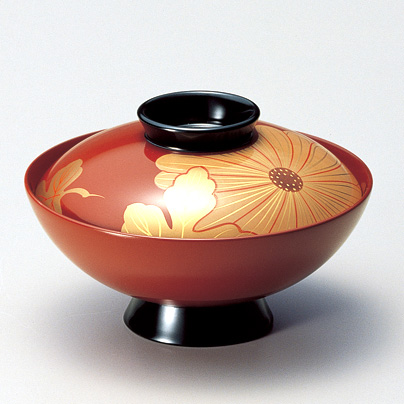 吸物椀 白菊 古代朱  5客セット  漆塗り【製造中止】