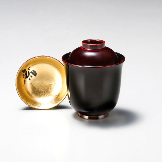 小吸物椀 箔やぶこうじ 溜  5客セット　漆塗り【製造中止】