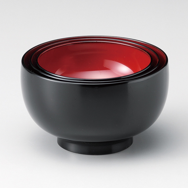 三つ組椀 黒内朱 漆塗り 11-05204 (製造中止) 漆器の井助