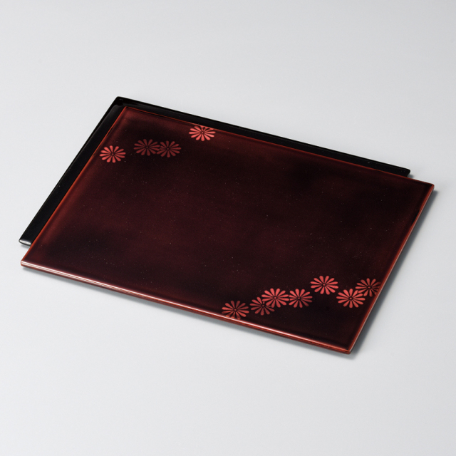 沈金紅白梅 文庫 A4サイズ 黒 漆塗り・木製 12-13202 漆器の井助