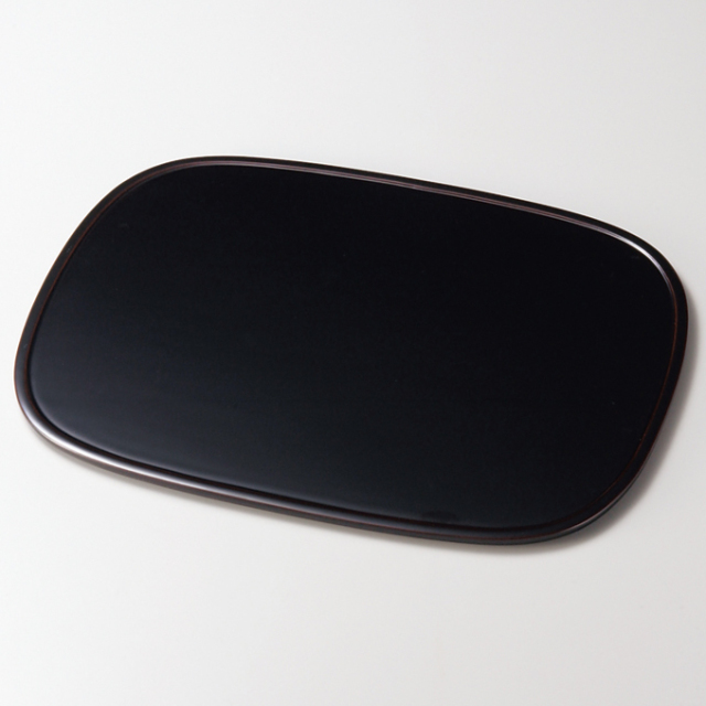 平膳 渕付小判 緑/古代朱/溜 木製 漆塗り ランチョンマット・折敷 12