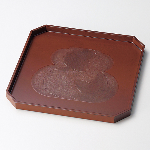 隅切膳 11.5 瓢春秋 布張 曙/根来 ランチョンマット・折敷 12-08903