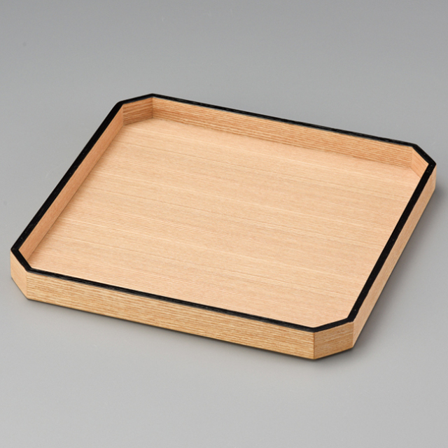 隅切盆 8.5 白木塗 天朱/天黒 木製 11-11501/11502 (製造中止